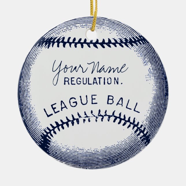 Vintage Baseball, personalized ball Ceramic Ornament (Front)