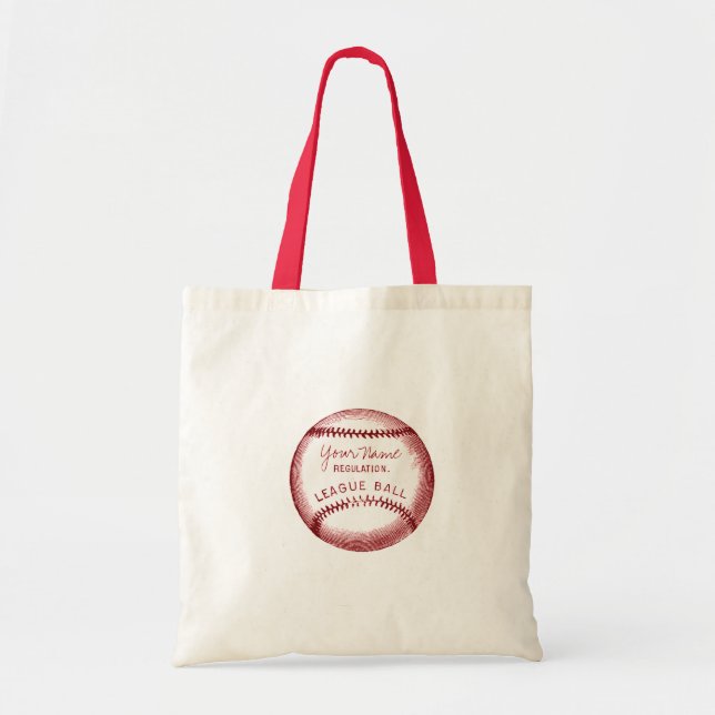 Vintage Baseball, personalized ball Tote Bag (Front)