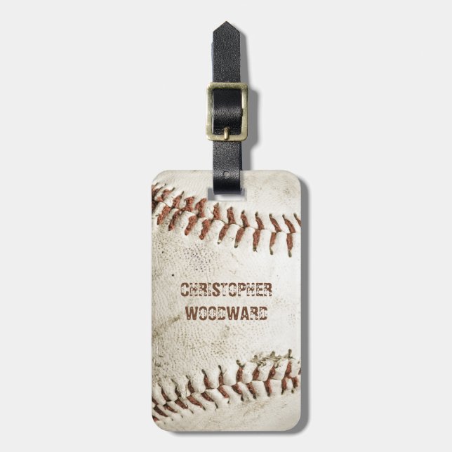 Vintage Baseball Personalized Luggage Tag (Front Vertical)