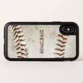 Vintage Baseball Personalized Otterbox iPhone Case (Back Horizontal)