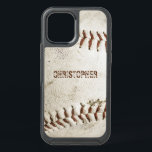 Vintage Baseball Personalized<br><div class="desc">A photo of a worn vintage baseball provides the background for this personalized phone case. Add your name in distressed grunge sans serif font in a shade of reddish brown that matches the stitching. Ideal for the baseball or sports fan on your gift list.</div>