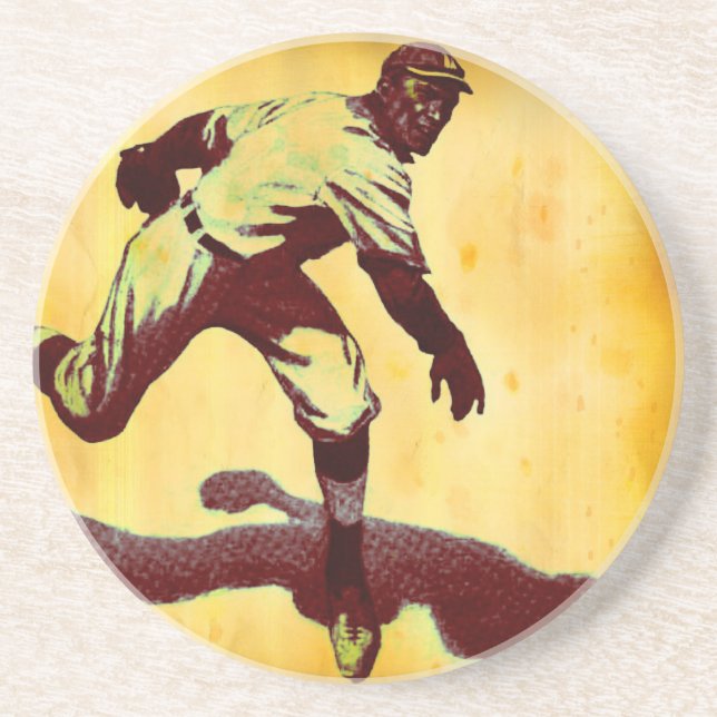 Vintage Baseball Pitcher Sandstone Coaster (Front)