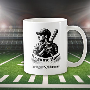 Vintage Baseball Player Men's 50th Birthday Coffee Mug
