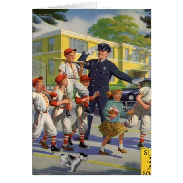 Vintage Baseball Players and Police Crossing Guard (Front)