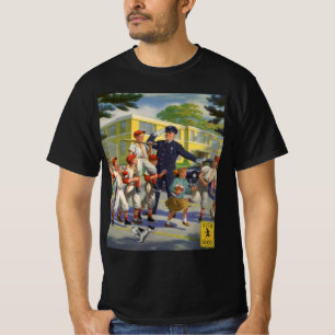 Vintage Baseball Players and Police Crossing Guard T-Shirt