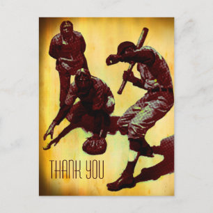 Vintage Baseball Players Thank You Postcard