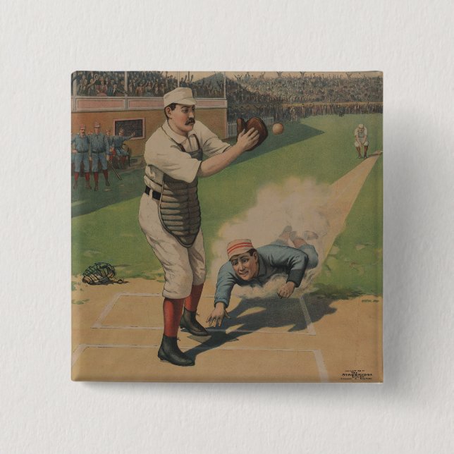 Vintage Baseball Poster Button (Front)