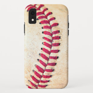 Vintage Baseball Red Stitches Close Up Photo iPhone XR Case