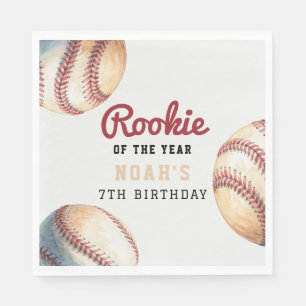 Vintage Baseball Rookie Boy Birthday Napkin