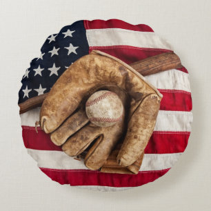 Vintage Baseball Round Pillow