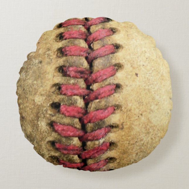 Vintage Baseball Round Pillow (Front)