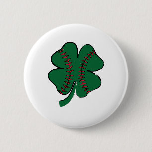 Vintage Baseball Shamrock St Patrick's Day 2 Inch Round Button