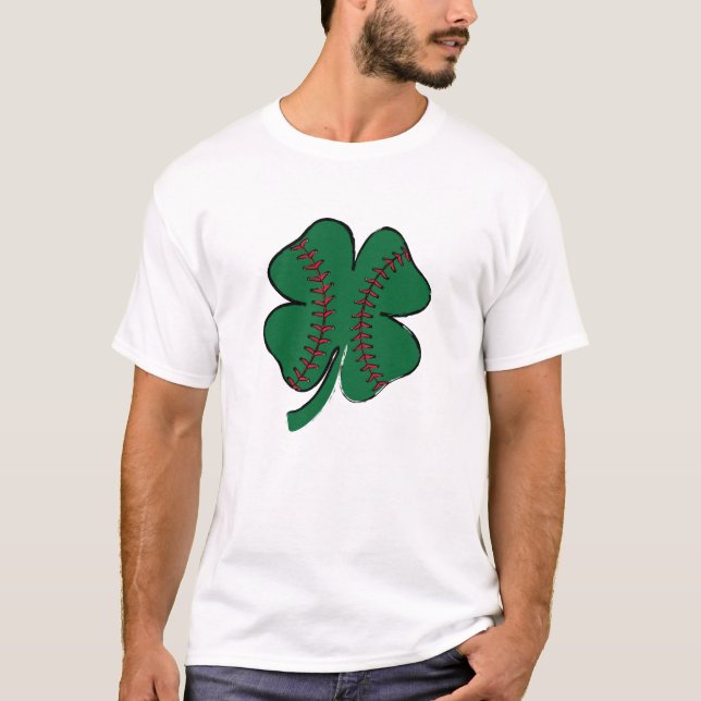 Vintage Baseball Shamrock St Patrick's Day T-Shirt (Front)
