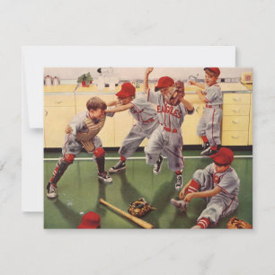 Vintage Baseball Sports Team, Boys Roughhousing Invitation