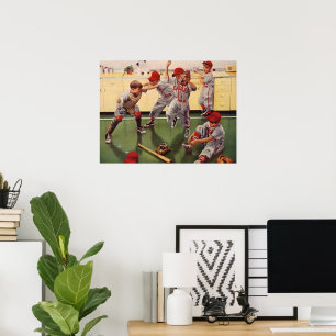 Vintage Baseball Sports Team, Boys Roughhousing Poster