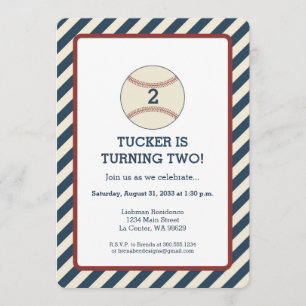 Vintage Baseball Stripe Party Invitation