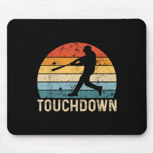 Vintage Baseball Touchdown Batter Player Funny Bas Mouse Pad