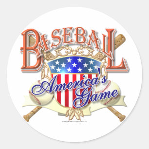Vintage Baseball USA Shield Classic Round Sticker