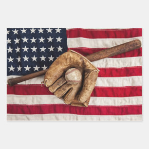Vintage Baseball Wrapping Paper Sheet