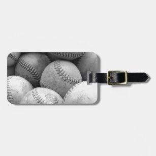 Vintage Baseballs in Black and White Luggage Tag