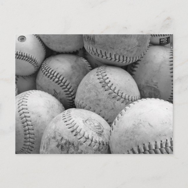 Vintage Baseballs in Black and White Postcard (Front)