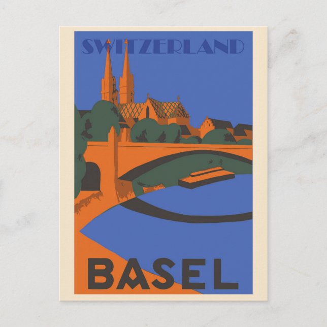 Vintage Basel Switzerland Travel Postcard (Front)