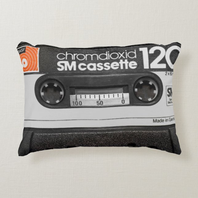 Vintage BASF Cassette: Collector's Item Accent Pillow (Front)