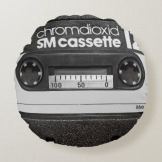 Vintage BASF Cassette: Collector's Item Round Pillow