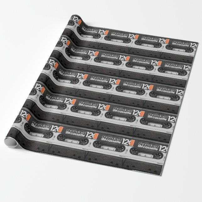 Vintage BASF Cassette: Collector's Item Wrapping Paper (Unrolled)