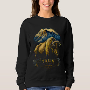 Vintage Basin Wyoming Mountains Bison Western Sweatshirt