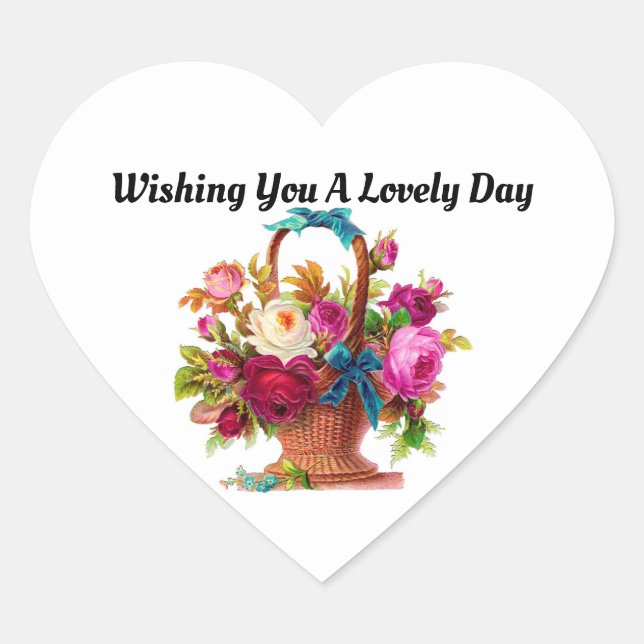 Vintage Basket Of Roses Sticker (Front)