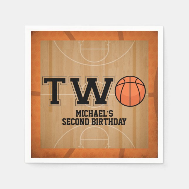 Vintage Basketball 2nd Birthday Napkin (Front)