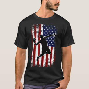 Vintage Basketball 4th of July USA American Flag B T-Shirt