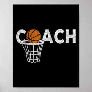Vintage Basketball Coach Basketball Coaching Retro Poster