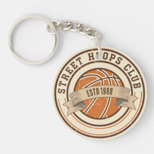Vintage Basketball Emblem Keychain