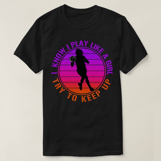 Vintage Basketball Girl T-Shirt (Design Front)