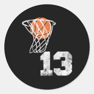 Vintage Basketball Jersey Number 13 Player Number Classic Round Sticker