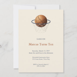 Vintage Basketball Kids Birthday Party Invitation