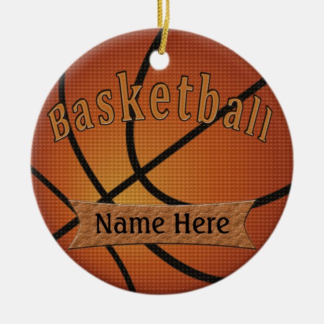 Vintage Basketball Ornament with YOUR NAME (Front)