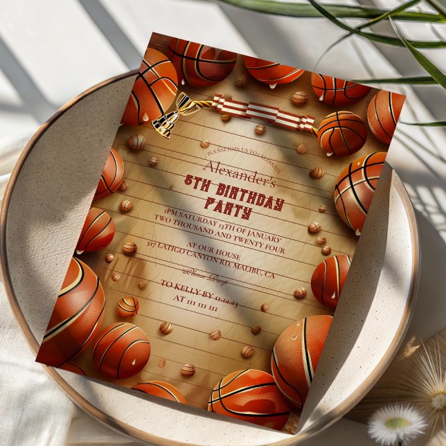 Vintage Basketball Sports Birthday Invitation (Creator Uploaded)