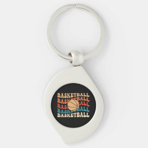 Vintage Basketball Typography Retro Sports Design Keychain