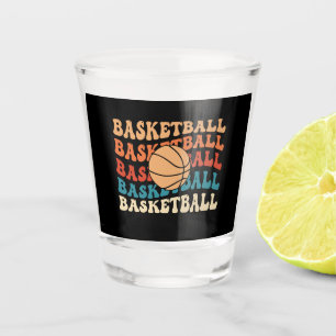 Vintage Basketball Typography Retro Sports Design Shot Glass