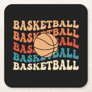 Vintage Basketball Typography Retro Sports Design Square Paper Coaster