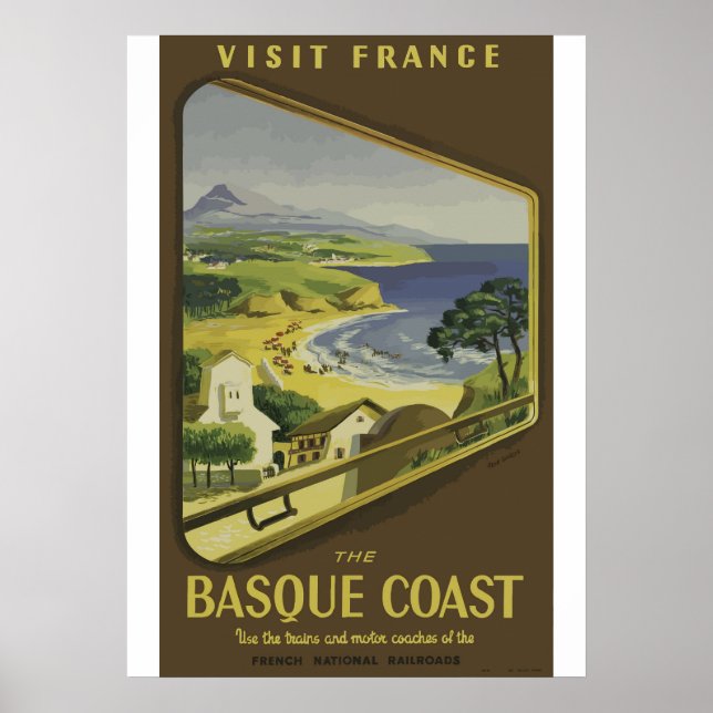 Vintage Basque Coast France Travel Poster (Front)