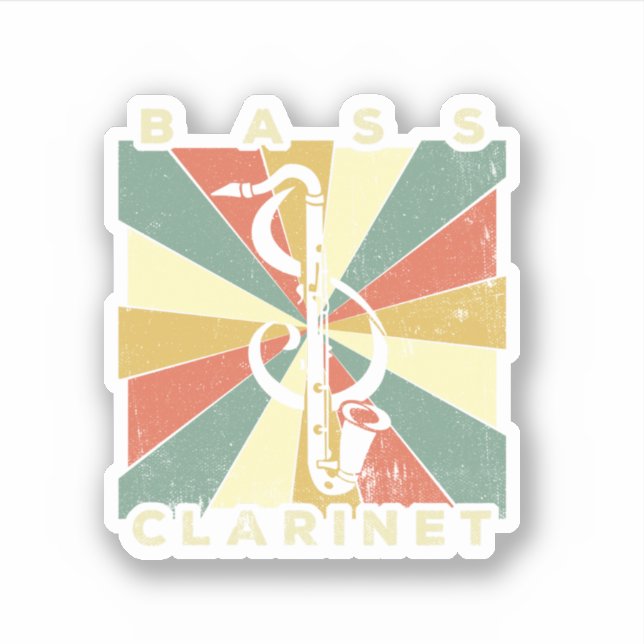 Vintage Bass Clarinet Player Music Retro Gift  (Front)