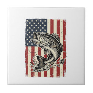 Vintage Bass Fishing American Flag Shirt Design_1 Tile