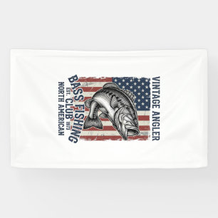 Vintage Bass Fishing American Flag Shirt Design (2 Banner