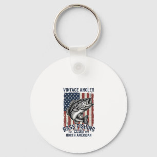 Vintage Bass Fishing American Flag Shirt Design (2 Keychain