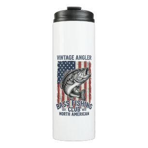 Vintage Bass Fishing American Flag Shirt Design (2 Thermal Tumbler