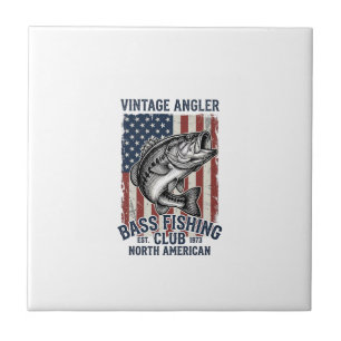 Vintage Bass Fishing American Flag Shirt Design (2 Tile